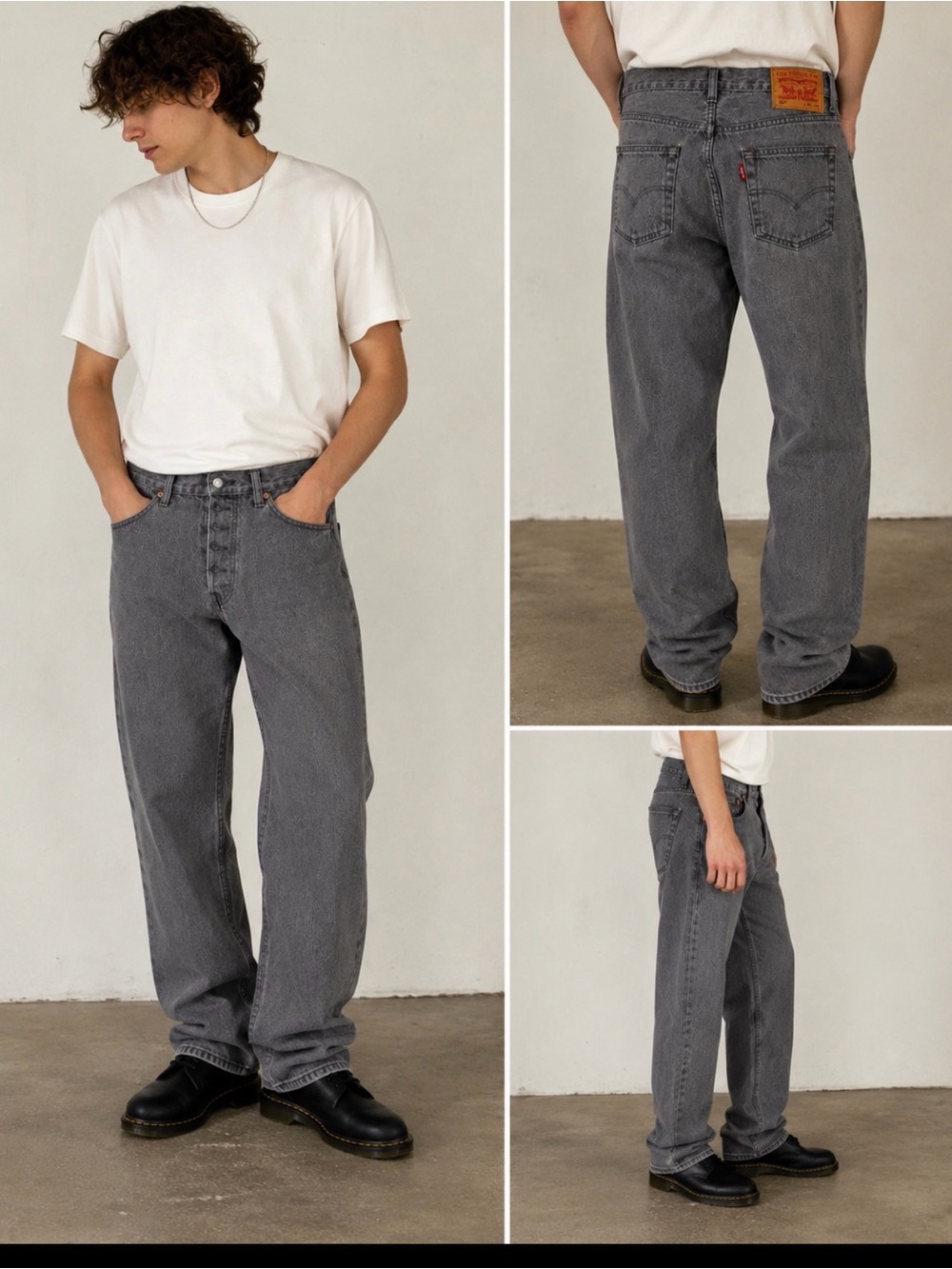 Levi's 501 Men's 38x34 Charcoal Relaxed Straight Jeans.